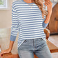 Lovelet Striped Round Neck Long Sleeve T-Shirt