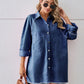 Raw Hem Button Up Denim Dress