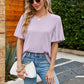 Pleated Flutter Sleeve Round Neck Blouse