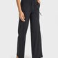 Drawstring Waist Wide Leg Sports Pants with Pockets