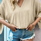 V-Neck Flutter Sleeve Blouse