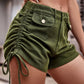 Drawstring Denim Shorts with Pockets