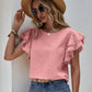 Ruffled Cap Sleeve Round Neck Blouse