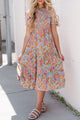 Floral Flounce Sleeve Round Neck Midi Dress Floral