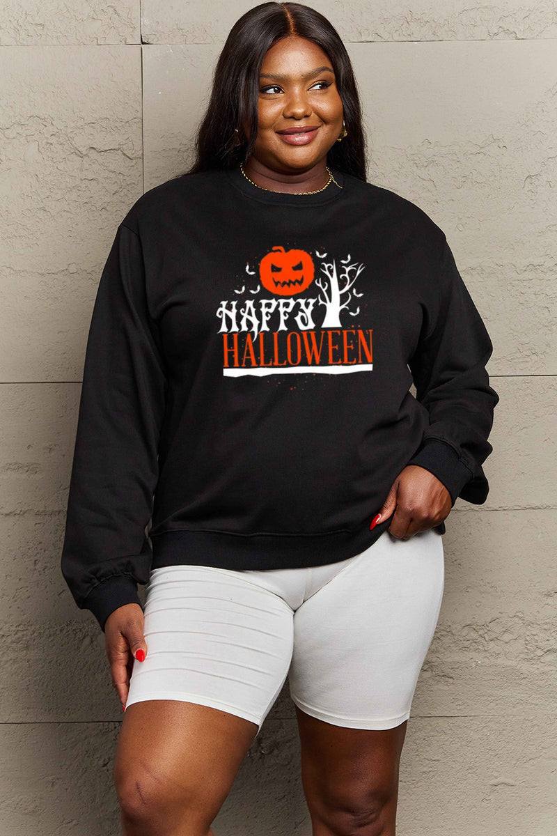 Simply Love Full Size HAPPY HALLOWEEN Graphic Sweatshirt