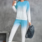 Gradient Round Neck Sweatshirt and Joggers Set