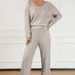 Ribbed V-Neck Top and Pants Lounge Set