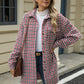 Houndstooth Button Up Dropped Shoulder Coat