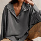 Exposed Seam Side Slit Long Sleeve Sweatshirt