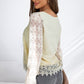 Lace Detail V-Neck Long Sleeve Blouse