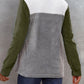 Shiny Color Block Collared Sweatshirt with Pockets