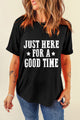 Letter Graphic Round Neck Short Sleeve T-Shirt Black