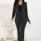 Lapel Collar Long Sleeve Blazer and Pants Set