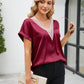 V-Neck Short Sleeve Blouse