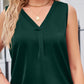 V-Neck Curved Hem Satin Tank