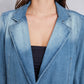 Lapel Collar Washed Denim Top