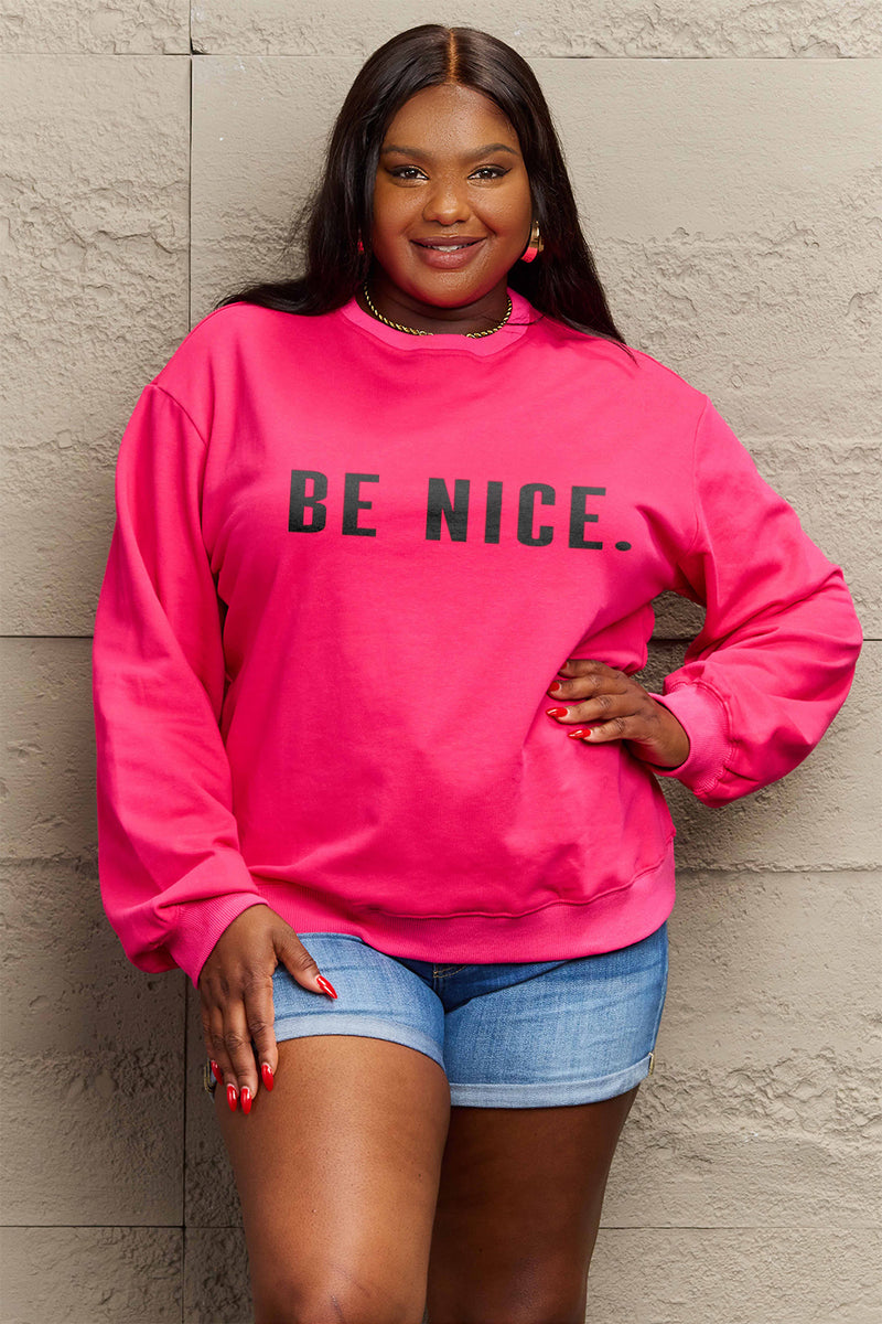 Simply Love Full Size BE NICE Graphic Sweatshirt