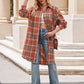 Mandy Plaid Collared Neck Long Sleeve Coat