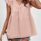 Ruched V-Neck Cap Sleeve Blouse