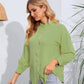 Mock Neck Buttoned Long Sleeve Shirt