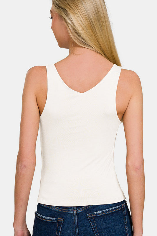 Zenana Double Layer V Neck Tank