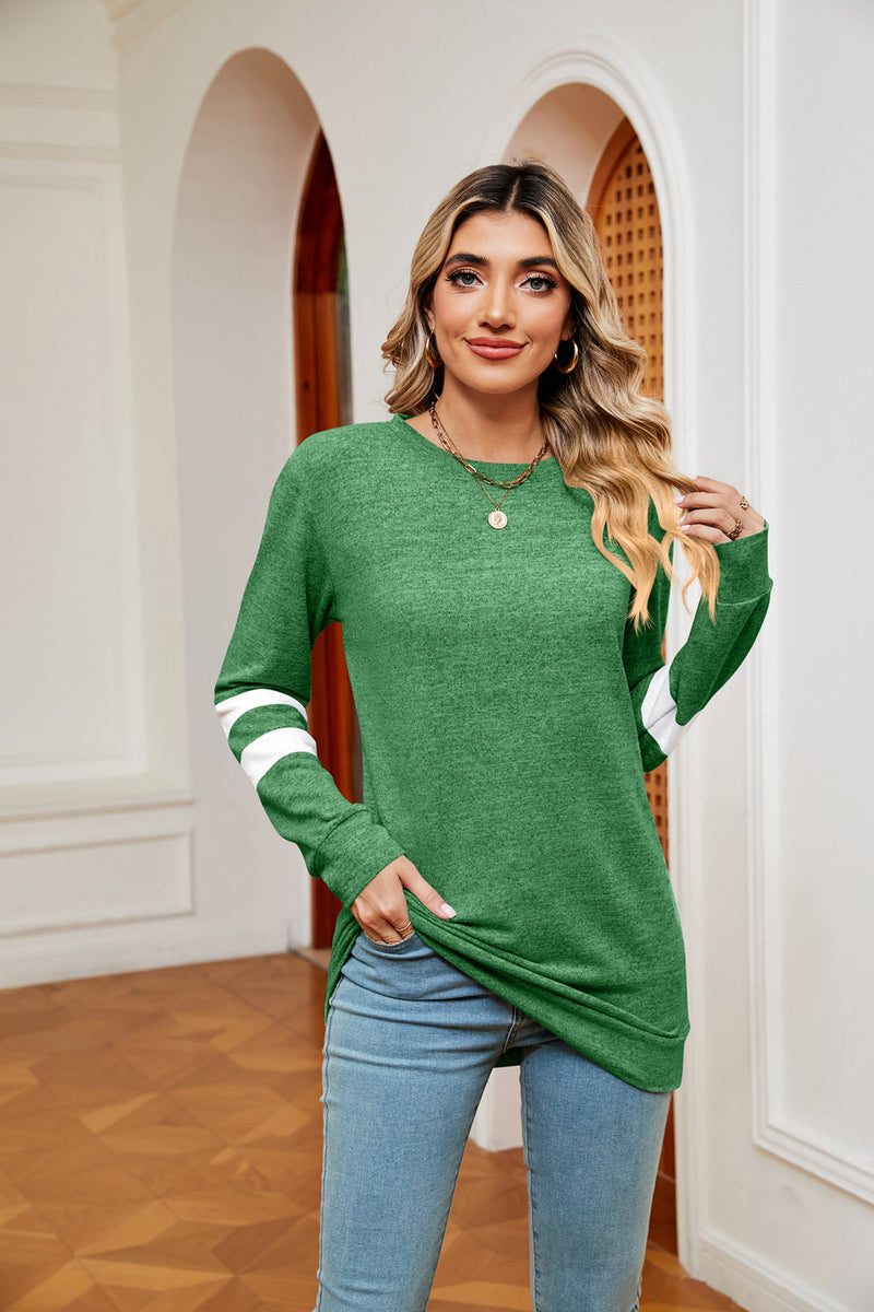 Round Neck Long Sleeve Top Mid Green