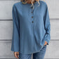 Ivy Lane Half Button Long Sleeve Blouse