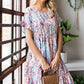 Printed Short Flounce Sleeve Tiered Dress