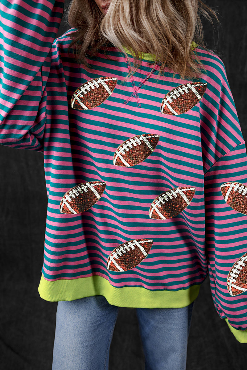 Striped Football Long Sleeve Sweatshirt