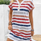 Striped V-Neck Short Sleeve Dress