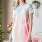 Tie-Dye Round Neck Short Sleeve Slit Dress