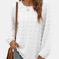 Swiss Dot Round Neck Long Sleeve Blouse