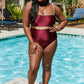 Marina West Swim Wave Break Contrast Trim One-Piece in Wine