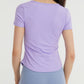 Notched Neck Short Sleeve Active Top