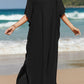 Slit V-Neck Half Sleeve Cover-Up