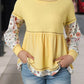 Round Neck Long Sleeve Babydoll Blouse