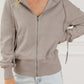 Zip Up Drawstring Cropped Hoodie