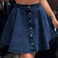 Buttoned Mini Denim Skirt