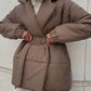 Puffer Long Sleeve Winter Coat with Belt