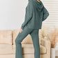 Basic Bae Full Size Ribbed Drawstring Hooded Top and Straight Pants Set