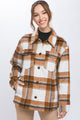 Love Tree Plaid Button Up Shacket Clay