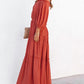 Ruffle Trim Off Shoulder Long Sleeve Maxi Dress