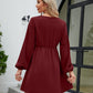 Frill Trim V-Neck Long Sleeve Dress