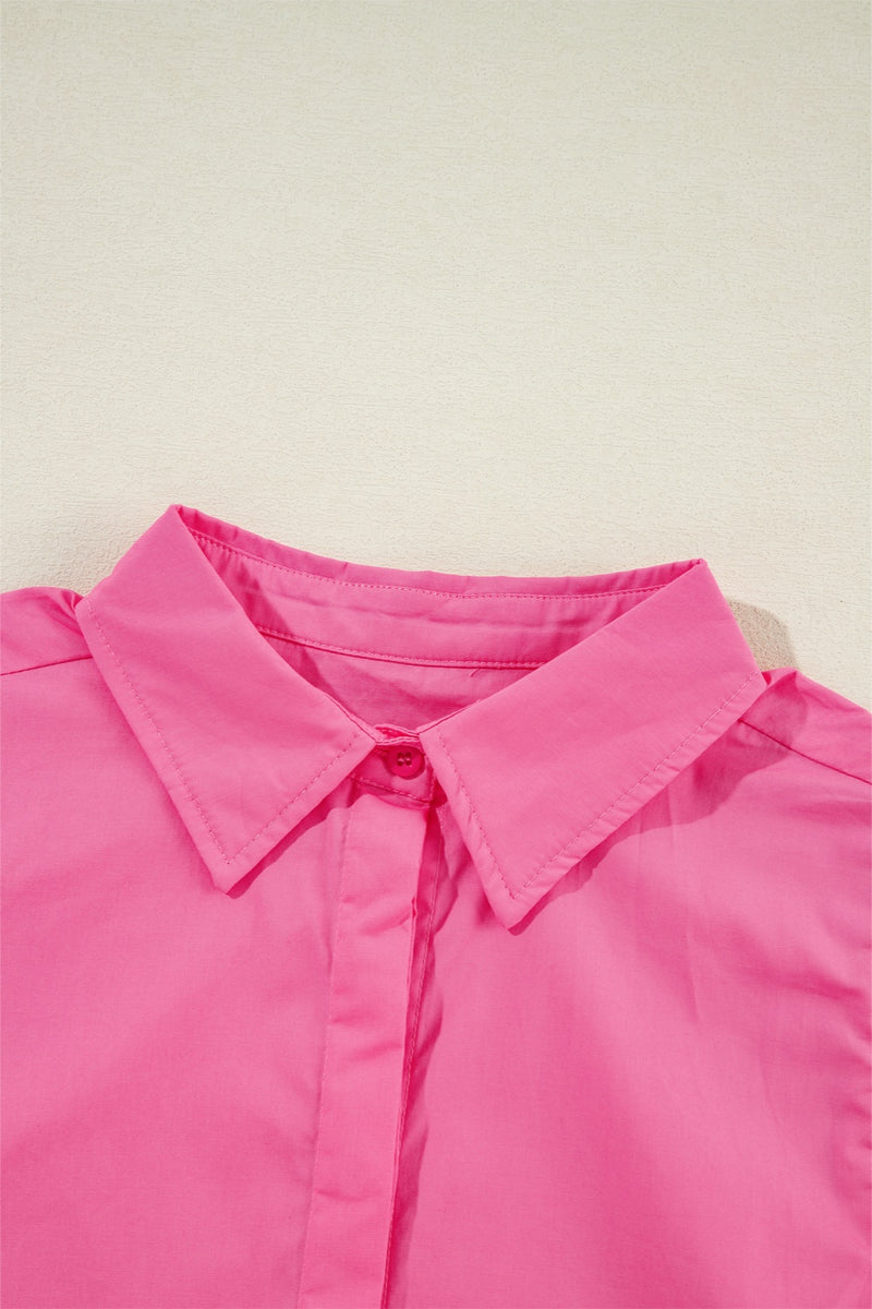 Ruffled Collared Neck Cap Sleeve Shirt