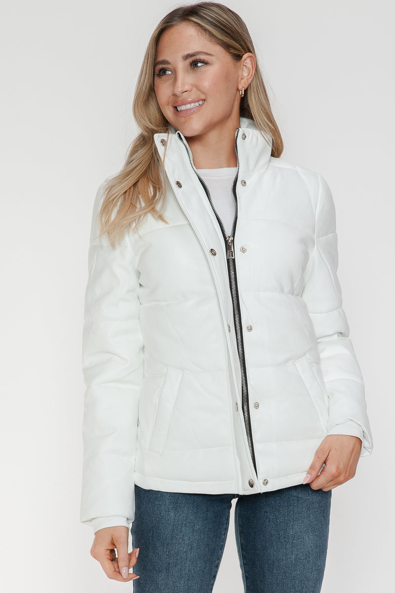 YMI Pocketed Zip Up Turtleneck Puffer Jacket