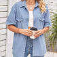 Collared Neck Short Sleeve Denim Jacket