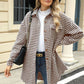 Houndstooth Button Up Dropped Shoulder Coat