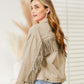 Fringe Detail Dropped Shoulder Denim Jacket