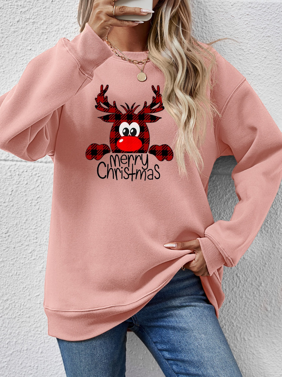 MERRY CHRISTMAS Graphic Sweatshirt Blush Pink