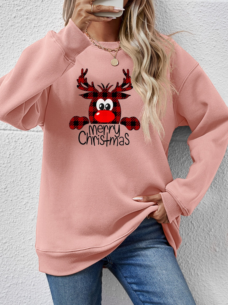 MERRY CHRISTMAS Graphic Sweatshirt Blush Pink